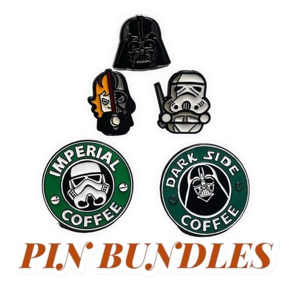 Star Wars Darth Vader Lapel Pin Storm Trooper Brooch Badge Dark Side Coffee Pin - Picture 1 of 7